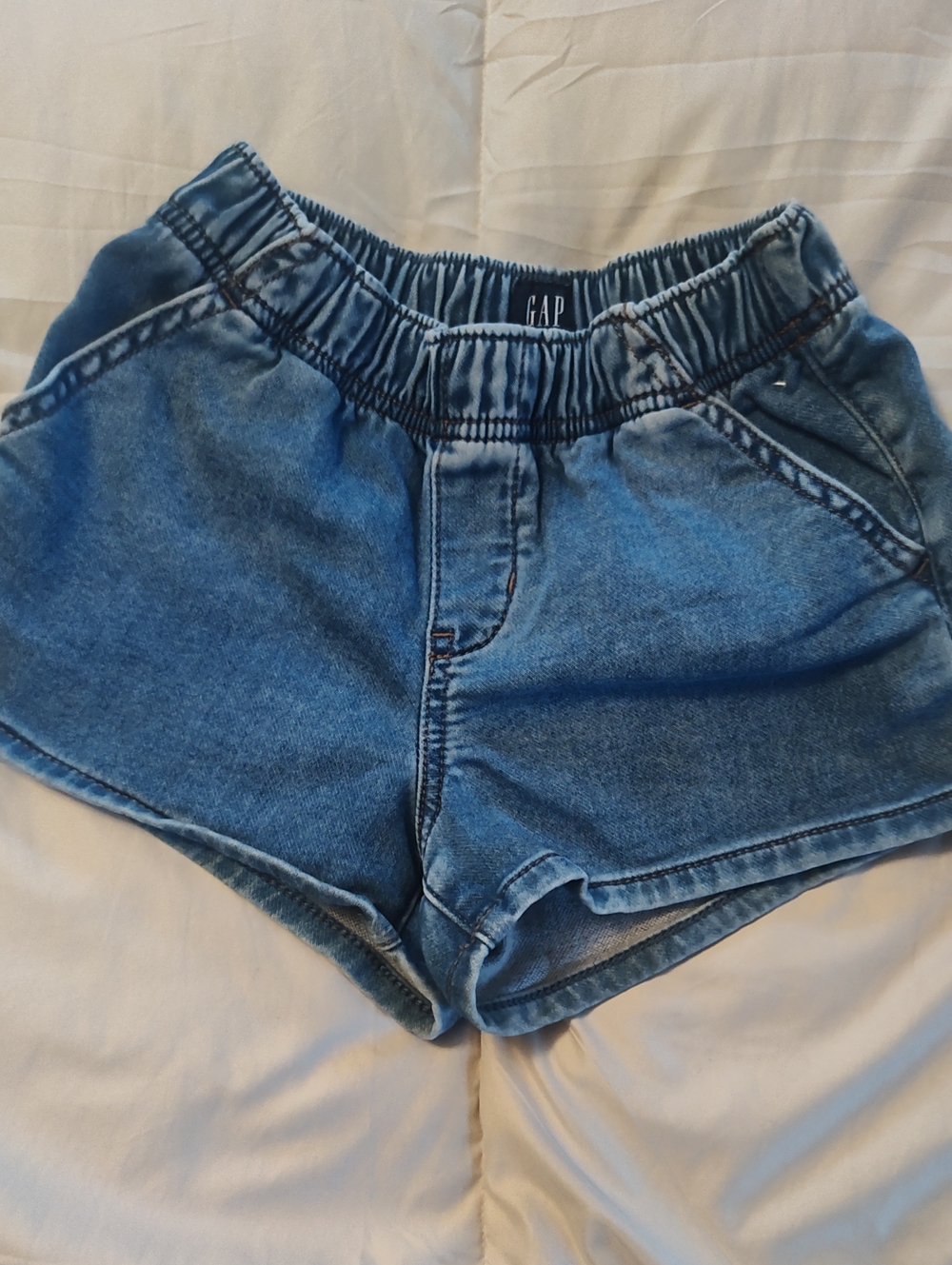 GAP Girls Light Blue Denim Elastic-Waist Shorts